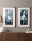 Set of Two Teal Blue Heron Framed Art