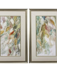 Set of Two Blue Leaves Framed Art