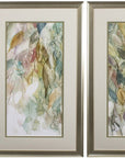 Set of Two Blue Leaves Framed Art