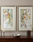 Set of Two Blue Leaves Framed Art