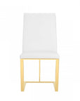 White and Gold Upholstered Faux Leather Dining Side Chair