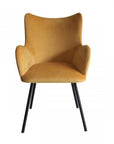 Yellow and Black Upholstered Velvet Wing Back Dining Arm Chair