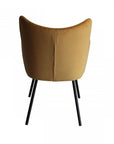 Yellow and Black Upholstered Velvet Wing Back Dining Arm Chair