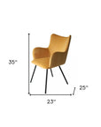 Yellow and Black Upholstered Velvet Wing Back Dining Arm Chair