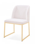 Set of Two White and Gold Upholstered Fabric Wing Back Dining Side Chairs