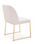 Set of Two White and Gold Upholstered Fabric Wing Back Dining Side Chairs