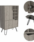 Light Gray Bar Cabinet with Two Door Panels