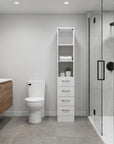 12" White Wood Linen Cabinet