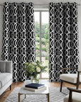 84" Jet Black Trellis Black Out Window Curtain Panel