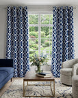84" Navy Blue Trellis Black Out Window Curtain Panel