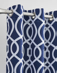 84" Navy Blue Trellis Black Out Window Curtain Panel