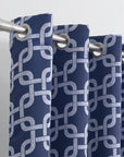 84” Navy Interlock Pattern Window Curtain Panel