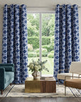 84” Navy Interlock Pattern Window Curtain Panel
