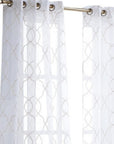 84” Charcoal Trellis Pattern Embroidered Window Curtain Panel