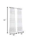 Set of Two 84"  White Wave Embroidered Window Panels