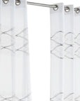 Set of Two 84"  White Wave Embroidered Window Panels