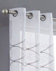 Set of Two 96"  White Wave Embroidered Window Panels