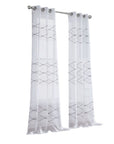 Set of Two 96"  White Wave Embroidered Window Panels