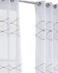 Set of Two 96"  White Wave Embroidered Window Panels