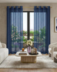 Set of Two 84"  Blue Solid Modern Window Panels
