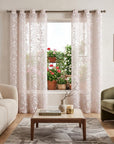 Set of Two 84"  Blush Floral Embroidered Window Panels