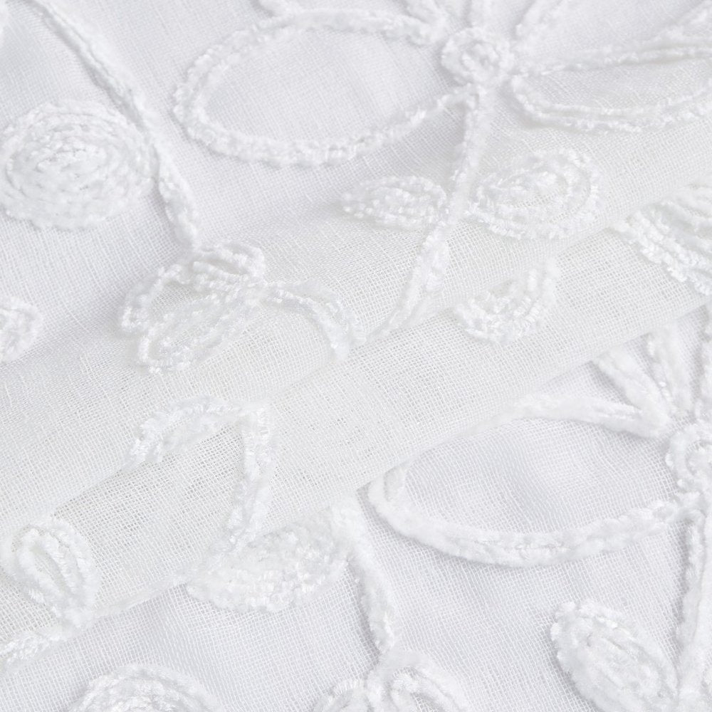Set of Two 96" White Floral Embroidered Window Panels