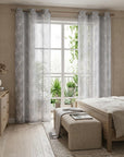 Set of Two 96"  Silver Boho Embroidered Window Panels