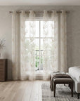 Set of Two 96" Beige Boho Embroidered Window Panels