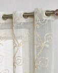 Set of Two 96" Beige Boho Embroidered Window Panels