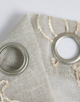 Set of Two 96" Beige Boho Embroidered Window Panels