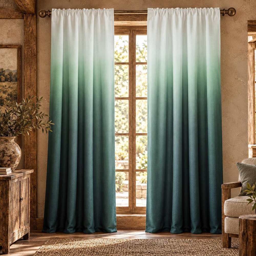 Set of Two 84"  Blue Ombre Shades Window Panels