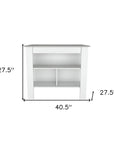 White and Gray 41" Kitchen Island With Storage