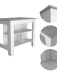 White and Gray 41" Kitchen Island With Storage