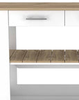 White and Brown 40" Rolling Kitchen Cart With Storage