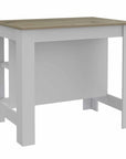 White and Brown 41" Kitchen Island With Storage