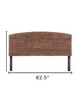 Brown Natural and Rustic Woven Banana Leaf Curved Queen Size Headboard