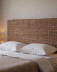 Brown Natural and Rustic Woven Banana Leaf Straight Queen Size Headboard