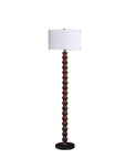 61" Brown And White Resin Floor Lamp With White Fabric Drum Shade