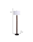 61" Brown And White Resin Floor Lamp With White Fabric Drum Shade