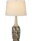 Set Of Two 30" Silver Metal Two Light Bedside Table Lamps With White Globe Shade