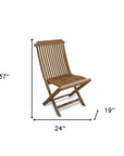 24" Brown Solid Wood Indoor Outdoor Deck Chair