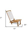 15" Brown and Natural Wood Solid Wood Outdoor Deck Chair