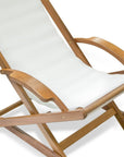 27" White and Natural Wood Solid Wood Indoor Outdoor Deck Chair