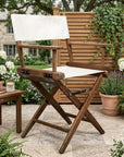 23" Brown and Ivory and Natural Wood Solid Wood Indoor Outdoor Director Chair