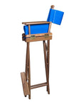 23" Blue and Brown Solid Wood Indoor Outdoor Director Chair
