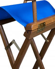 23" Blue and Brown Solid Wood Indoor Outdoor Director Chair