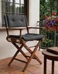 23" Black and Natural Wood Solid Wood Indoor Outdoor Director Chair with Black Cushion