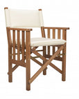 20" Ivory and Natural Wood Solid Wood Indoor Outdoor Director Chair with Ivory Cushion