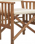 20" Ivory and Natural Wood Solid Wood Indoor Outdoor Director Chair with Ivory Cushion