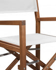 23" White and Natural Wood Solid Wood Indoor Outdoor Director Chair